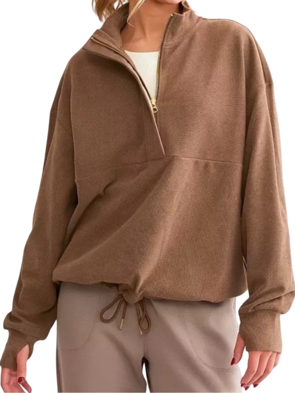 Varley Maida Half Zip Pullover Carob Marl Size Medium
